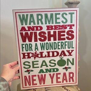 Festive Holiday Sign with Red and Green Accents